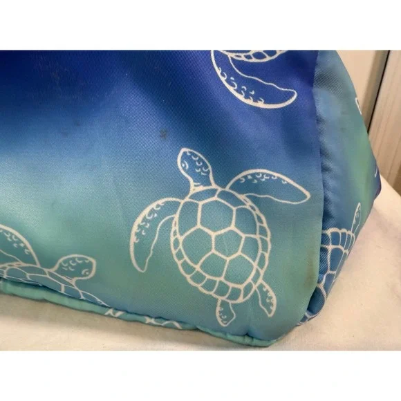 Sea Turtle Ombré Beach Tote Bag with Matching Towel Blue Green Ocean Print - Picture 6 of 12
